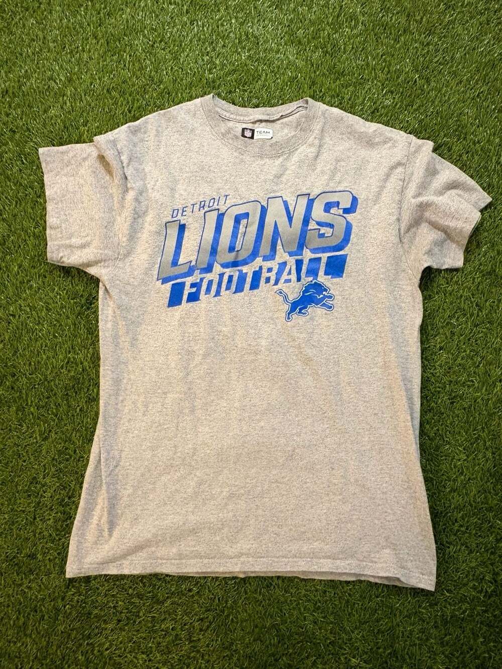NFL Team Apparel Detroit Lions Heather Gray Football T-Shirt